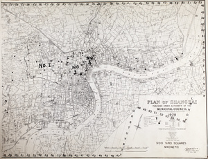 Plan of Shanghai, 1928, with Shanghai Volunteer Corps annotations