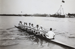 Men's eight sweep rowing on the Huangpu river, Shanghai