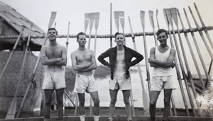 Jack Ephgrave and other Shanghai Rowing Club members, with oars