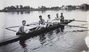 Men's four sweep rowing on the Huangpu river, Shanghai