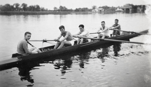 Men's four sweep rowing on the Huangpu river, Shanghai