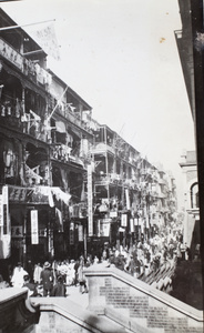 Shops and flats (apartments) in buildings with balconies, Jubilee Street, Hong Kong