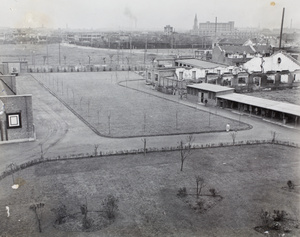 British Cigarette Company factory, Pudong, Shanghai - showing a burnt down building