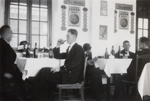 Royal Navy men drinking beer