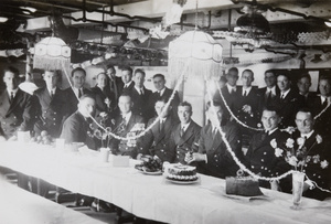 Royal Navy men ready for a Christmas Party, Hong Kong