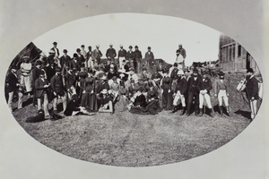 Group of Foochow foreigners, many dressed for riding, Fuzhou