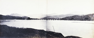 Panorama of the Bridge of Ten Thousand Ages, Fuzhou, looking up the Min River