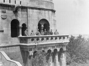 Sun Ke and Hu Hanmin on Fisherman's Bastion, Budapest