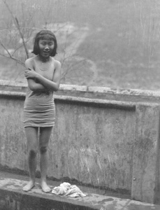 Ma Xiuzhong beside a swimming pool, Northern Hot Springs