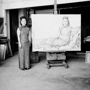 Hu Jibang (胡济邦) with her portrait by Pyotr Konchalovsky