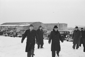 At the airport for Ernest Bevin’s visit to Moscow, December 1945