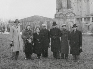 Group visiting a historic site, U.S.S.R.