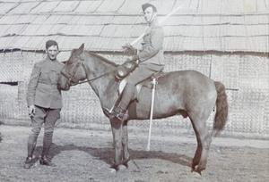 George Johnson mounted on a horse, Shanghai Volunteer Corps Light Horse Brigade