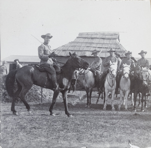 George Johnson mounted on a horse, Shanghai Volunteer Corps Light Horse Brigade