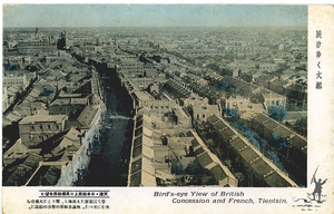 Aerial view of British and French Concessions, Tientsin