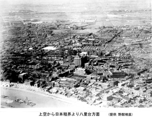 Aerial view of the Japanese Concession, Tientsin