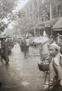 Schoolgirls on parade (passing Mission House), National Day ('Double Ten') 1937, Luzhou