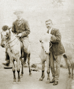 R.F.C. Hedgeland and Dr J.H. Lowry with ponies, Hoihow