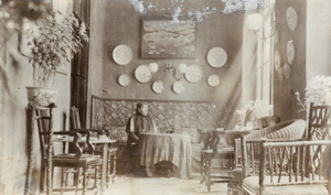 Mrs Detring in her house, Tientsin