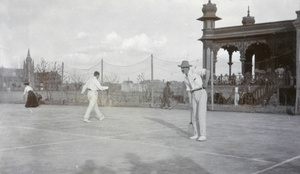 Playing tennis doubles, Recreation Ground, British Concession, Tianjin