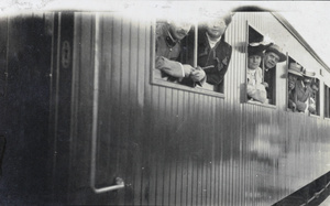 The Tientsin Lawn Tennis Club Team on a train