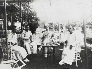 Tea on the terrace of the Assistants' Quarters, Lappa Island, near Macau