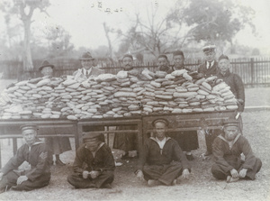 Hedgeland and Customs officers with seized opium at Nanning