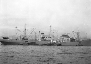 Maersk Line ship in harbour, Hong Kong