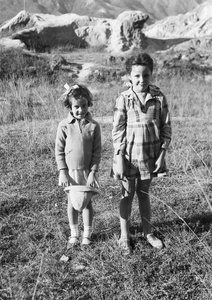 Unidentified girl with Kristine Thoresen, near the Army Sports Ground, Mongkok, Hong Kong