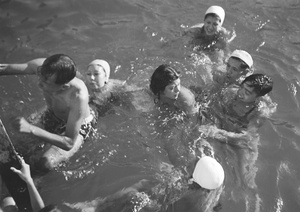 Group of friends on a swimming and boating party, Hong Kong