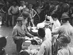 Meal time for soldiers and marines, Shanghai, August 1937