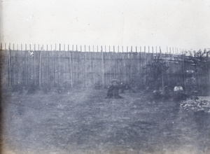 Two children in the garden, 35 Tongshan Road house, Hongkew, Shanghai