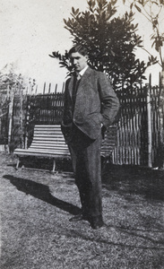 Charles Hutchinson in the garden of 35 Tongshan Road, Hongkou, Shanghai