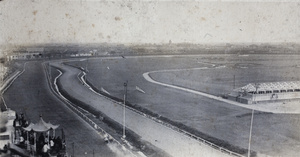 Horses racing around the course, Shanghai Race Club