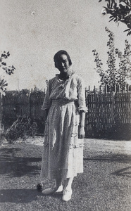 Gladys Gundry in the garden, 35 Tongshan Road, Hongkou, Shanghai