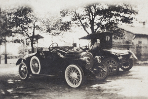 Two motorcars in Tongshan Road, Hongkou, Shanghai