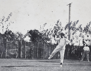 Mr Felton playing tennis, Shanghai