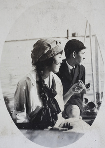 Gladys and Francis Gundry aboard the Aggie G, near Shanghai