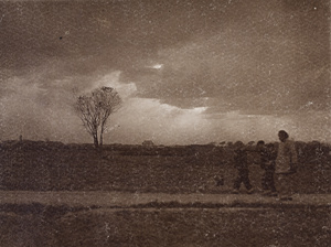 Woman and children walking along a path, Shanghai