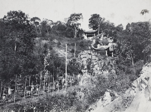 Sedan bearers taking tourists up steep hill steps, West Lake (Xihu), Hangzhou