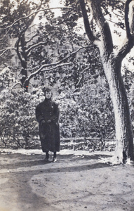 Dolly wearing a winter coat, Public Garden, Shanghai