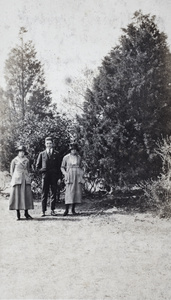 Two young women and a young man, [Jessfield park], Shanghai