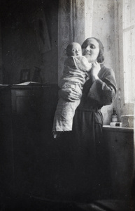 Margie Hutchinson holding her baby boy, Sonny, Shanghai