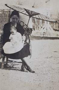 Sarah and Bea Hutchinson in the garden, 35 Tongshan Road, Hongkou, Shanghai