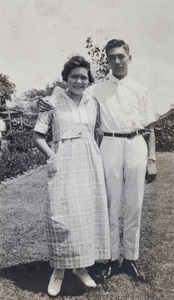 Hannah with Bill Hutchinson in the garden, 35 Tongshan Road, Hongkou, Shanghai