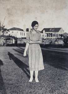 Sarah Hutchinson, casting a long shadow in the garden, 35 Tongshan Road, Hongkou, Shanghai