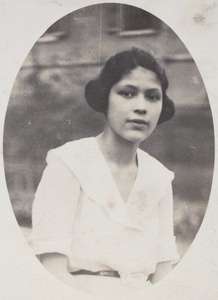 Mabel Parker in the garden, 35 Tongshan Road, Hongkou, Shanghai