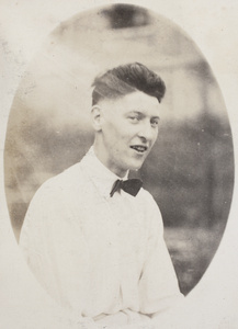 Unidentified young man in the garden, 35 Tongshan Road, Hongkou, Shanghai