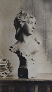 Sculptural bust of a woman in the Hutchinson's living room, 35 Tongshan Road, Hongkou, Shanghai