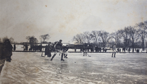 Friends of Margie Hutchinson, at an ice hockey game, Rochester, New York, 1923